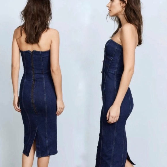NWT Veronica Beard Denim Sheath Dress Size 12 Midi Liza - Picture 3 of 12